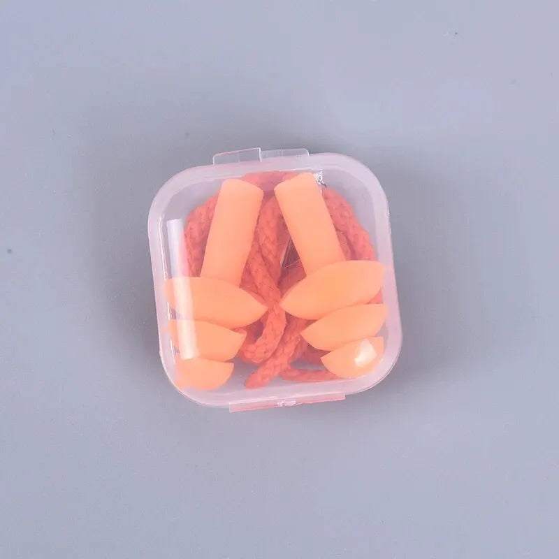 Silicone Swimming Earplugs with Rope - Noise Reduction Sleep Ear Plugs for Diving & Underwater Activities (1 Piece)