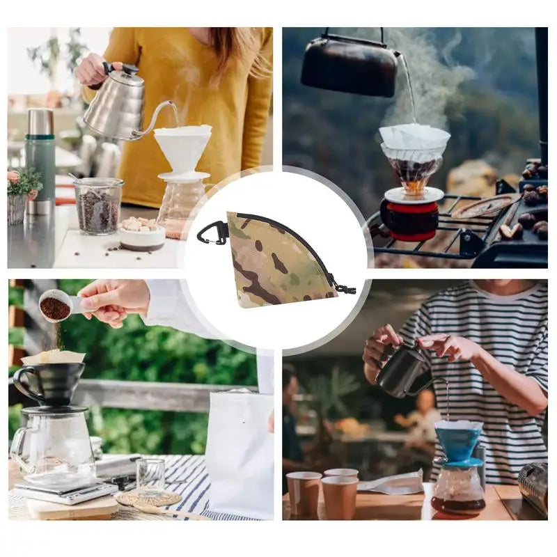 Waterproof Coffee Filter Storage Pouch - Dustproof Reusable Bag for Home, Camping & Hiking