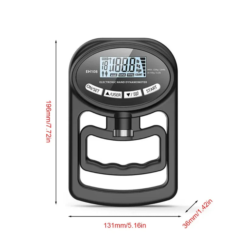 265Lbs/120Kg Digital Hand Dynamometer - Grip Strength Tester for Men and Women
