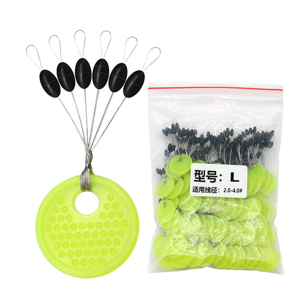 Fishing Line Space Beans Set - 60pcs (10 Groups) Rubber Stoppers, Oval & Long Column Shaped Vertical Bobber Tools