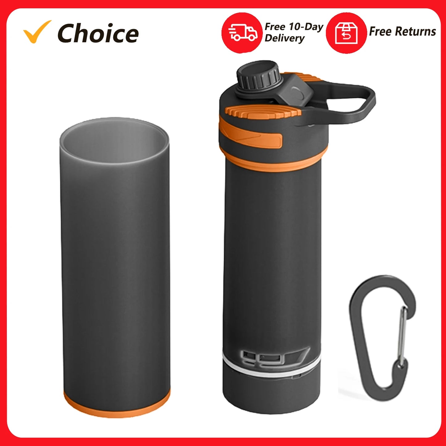 Ultra-Fine Portable Water Filter Bottle - Outdoor Water Purifier for Hiking, Camping & Travel by Clearly Filtered