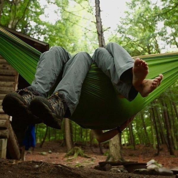 Portable Nylon Camping Hammock - High Strength Parachute Fabric Hanging Bed for Single Person Outdoor Use