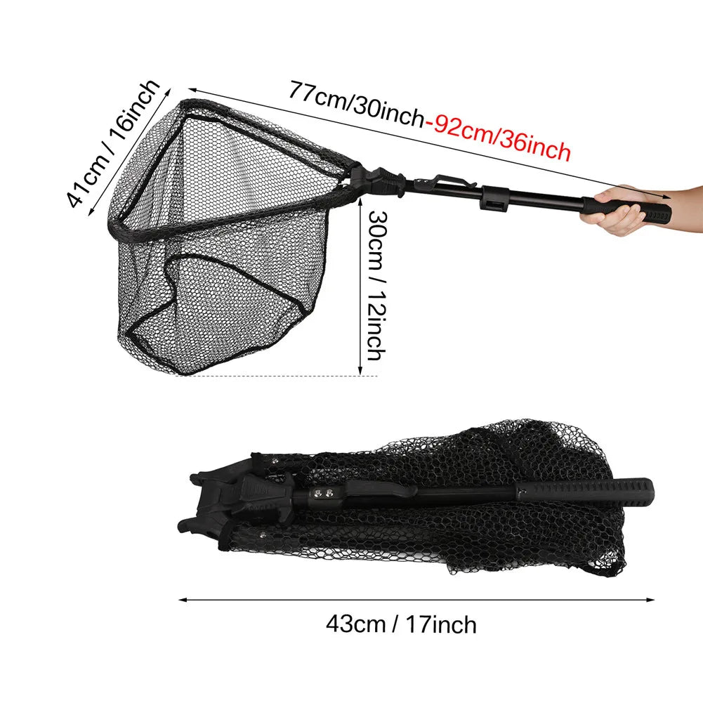 Professional Telescoping Fishing Landing Net - Aluminum Alloy Construction - Extends 55cm to 190cm with Folding Mesh Design