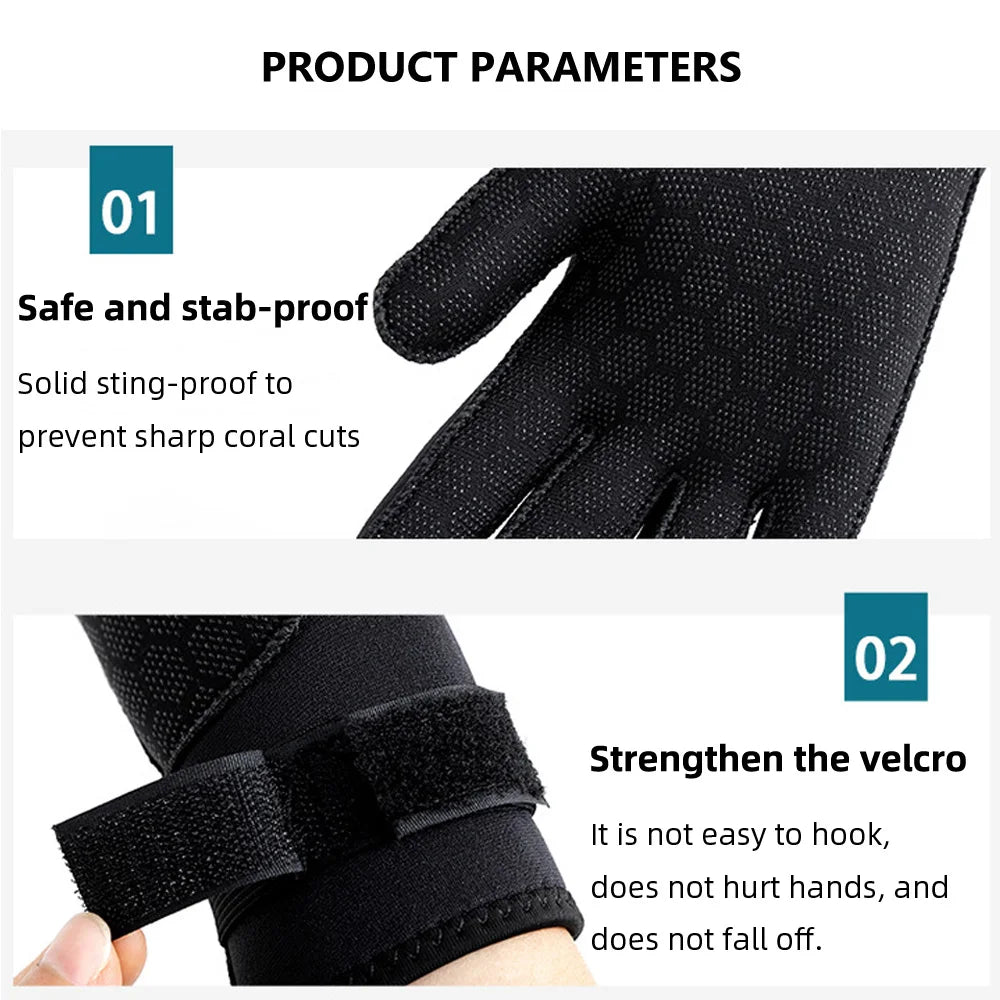 Premium 3mm Neoprene Thermal Gloves - Anti-Slip Water Sports Equipment for Scuba Diving, Surfing, Spearfishing, Swimming, Rafting & Kayaking
