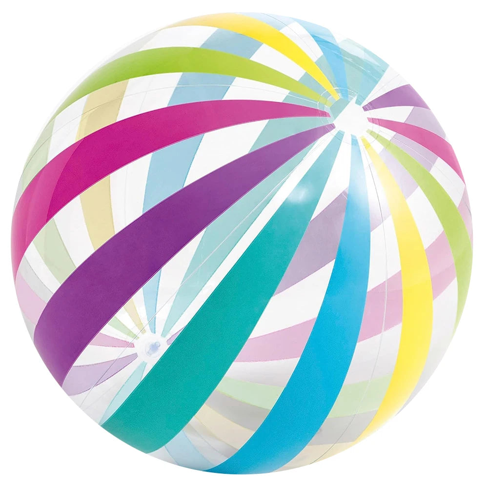 15.35" Colorful Striped Transparent Inflatable Beach Ball - Perfect for Beach, Pool & Party Games (1 Piece)