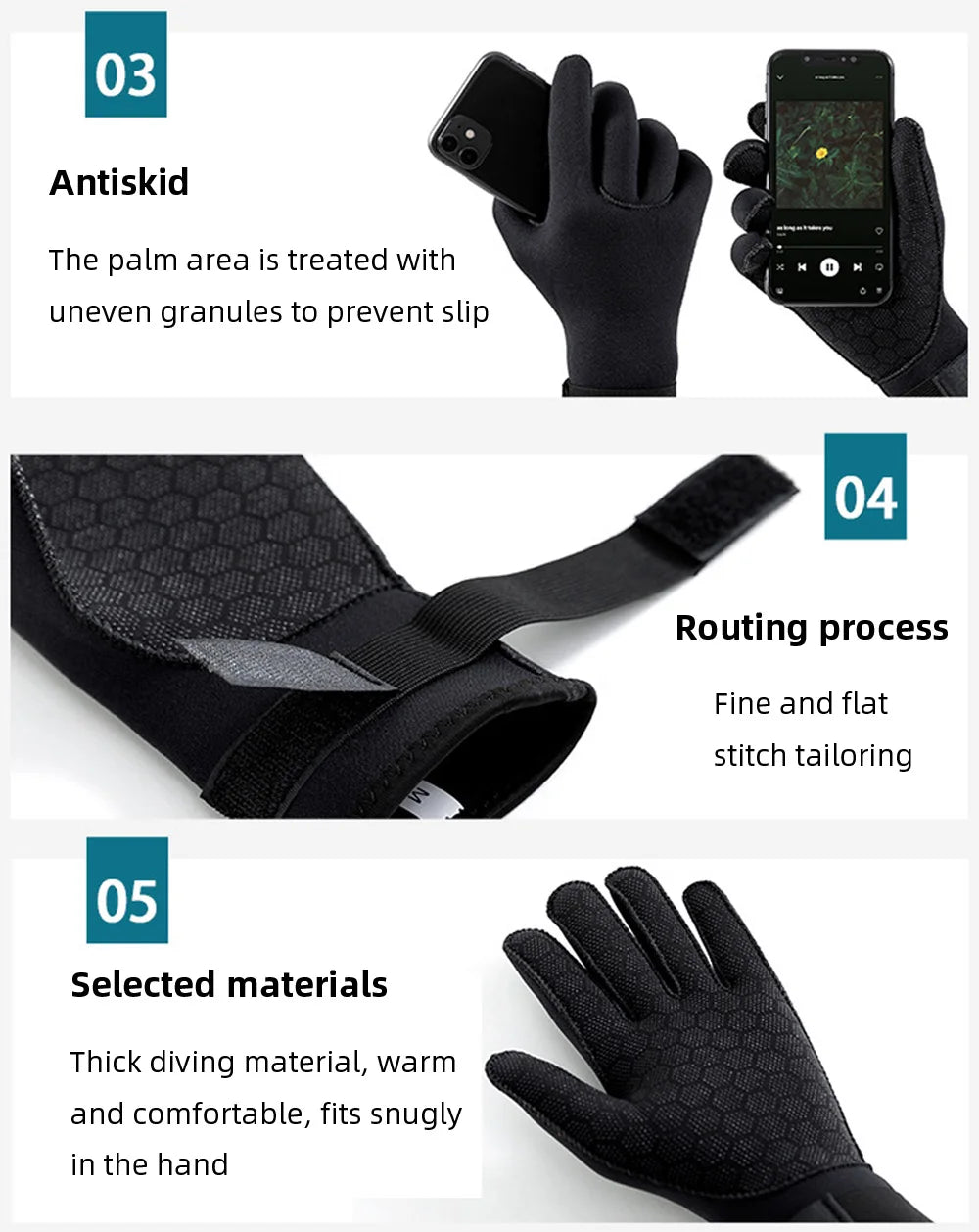 Premium 3mm Neoprene Thermal Gloves - Anti-Slip Water Sports Equipment for Scuba Diving, Surfing, Spearfishing, Swimming, Rafting & Kayaking