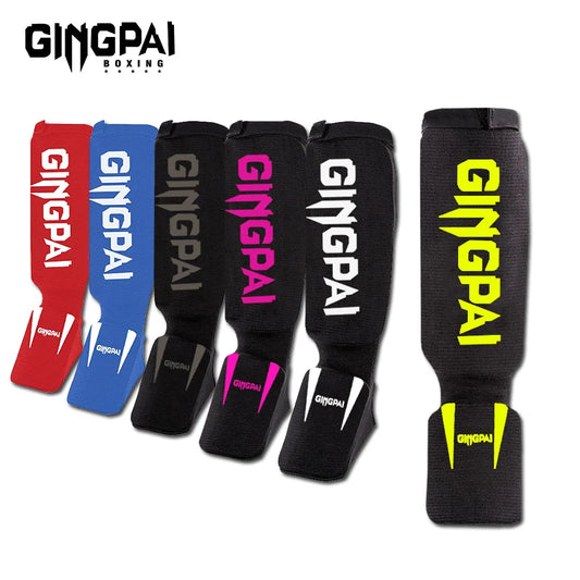 Cotton MMA Shin Guards - Boxing Kickboxing Foot Protection with Instep Ankle Support for TKD Muay Thai Training