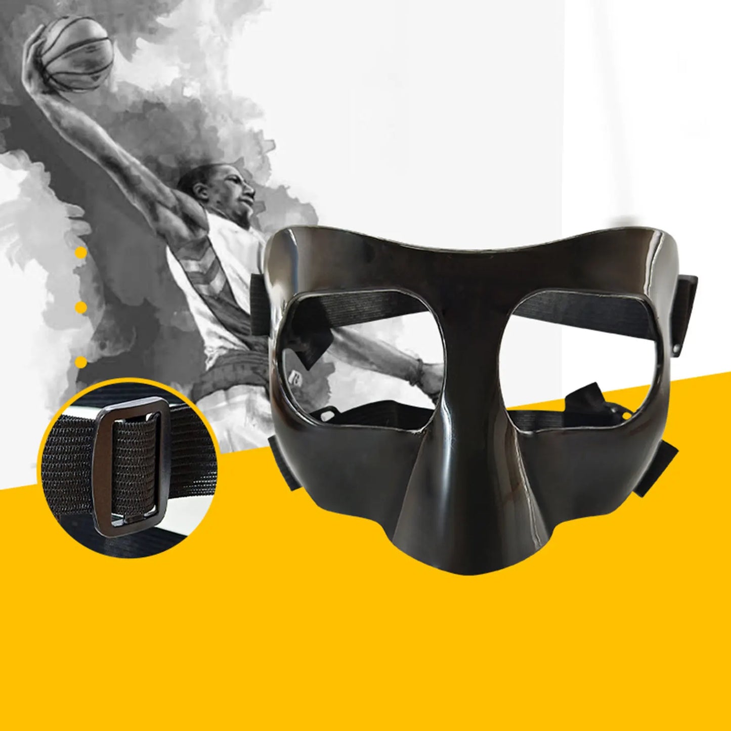 Basketball Adults Mask Sports Durable  Adjustable Mask Boxing Guards Shield Mask for Sports Broken Nose Protective Facial Cover