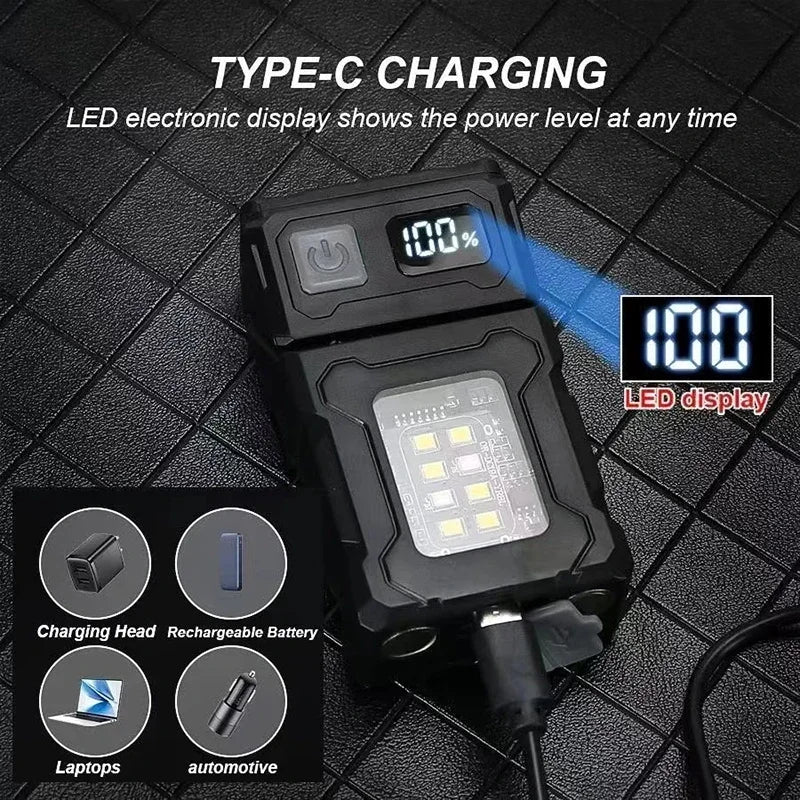 Portable LED Flashlight Set (1-2 Pieces) - Super Bright Mini USB Rechargeable with Magnetic Tail & COB Emergency Light for Camping & Hiking