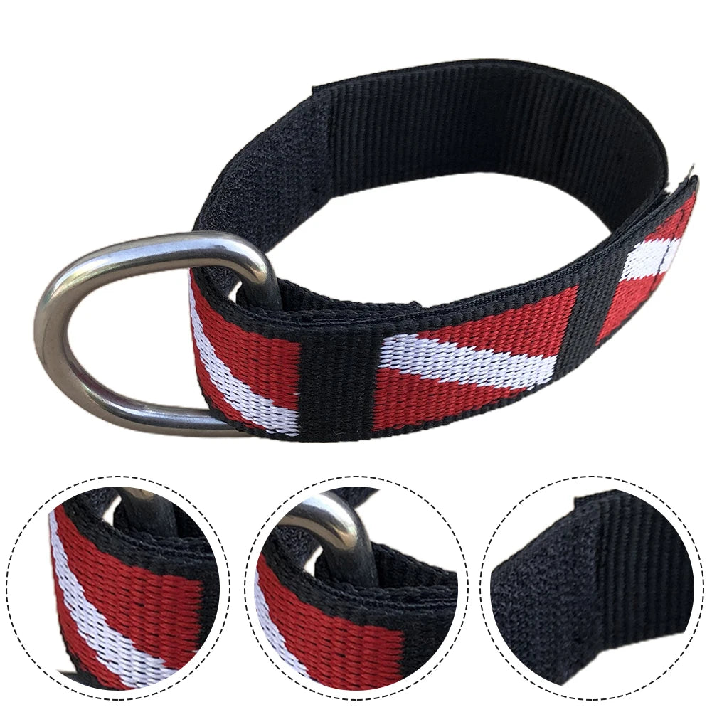 Adjustable Scuba Diving Wrist Lanyard - Metal D-Ring Webbing Strap for Freediving & Swimming Equipment