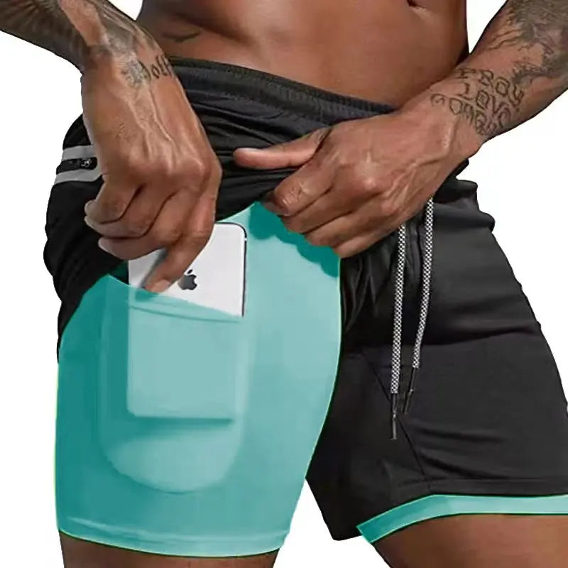 Men's 2-in-1 Compression Athletic Shorts - Double Layer Summer Fitness Training Shorts for Gym & Sports