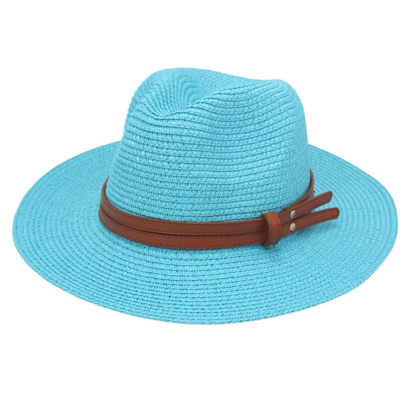 Breathable Straw Panama Hat - European American Style Jazz Sun Hat for Beach & Leisure
