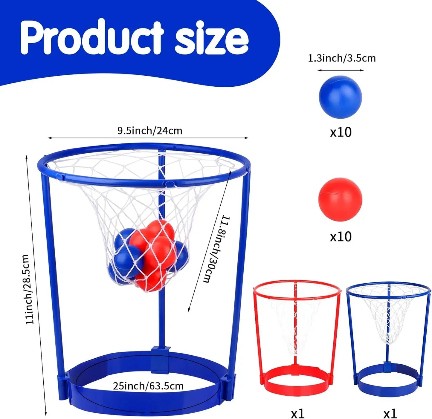 Head Hoop Basketball Headband Game - 2 Pack Set with 20 Balls - Adjustable Carnival Party Game for Kids & Adults