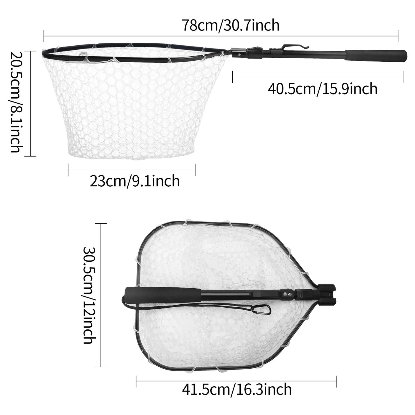 Professional Telescoping Fishing Landing Net - Aluminum Alloy Construction - Extends 55cm to 190cm with Folding Mesh Design