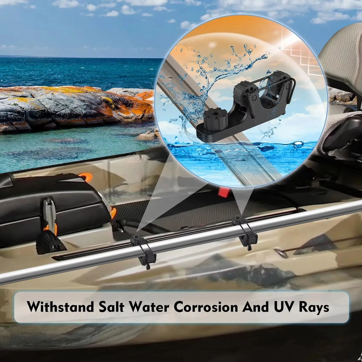 Kayak Paddle Holder Set - 2 Piece Track Mount Accessories for Standard Kayak Oars and Fishing Rails