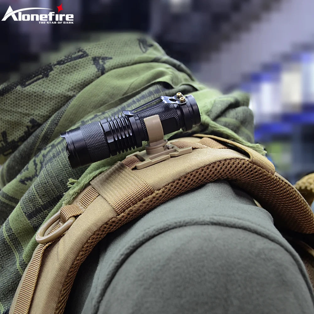 Swivel U-Ring Flashlight Holder - Multi-Purpose Backpack Light Clamp for Outdoor Hiking, Climbing & Work - Water Pipe, Pole & Shoulder Strap Compatible