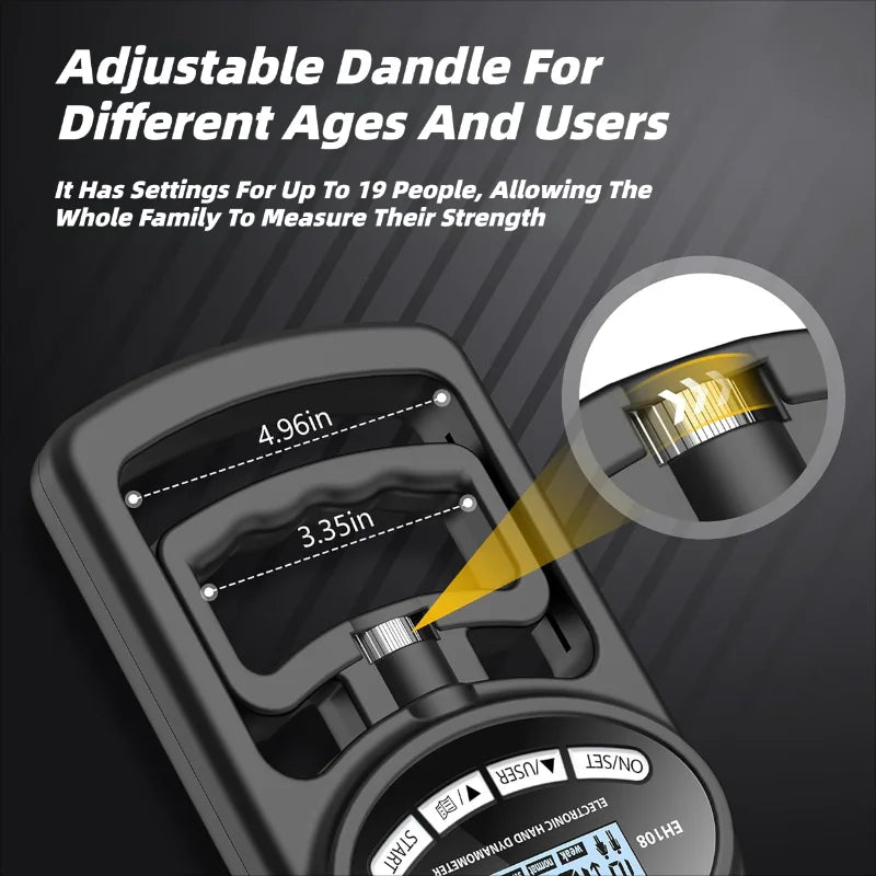 265Lbs/120Kg Digital Hand Dynamometer - Grip Strength Tester for Men and Women