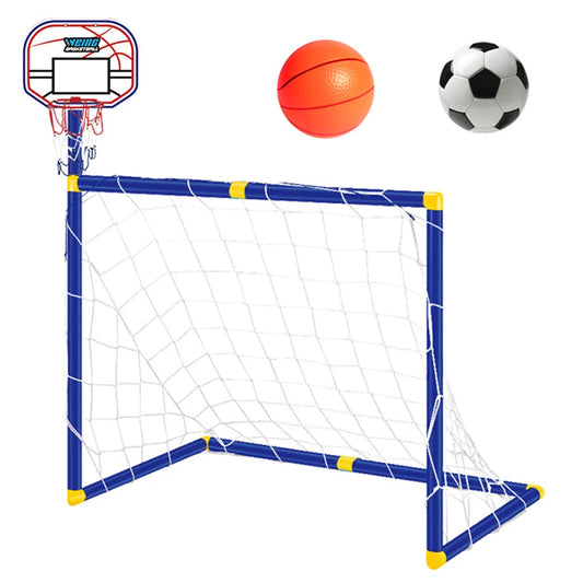 Football Goal Soccer Door Gate Post Set Football Goal Fun Games Toys with Basketball Stand Football Goal