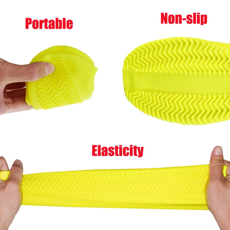 Waterproof Silicone Shoe Covers - 2 Pack Non-Slip High Elastic Wear-Resistant Unisex Rain Boot Covers for Outdoor Rainy Days Reusable