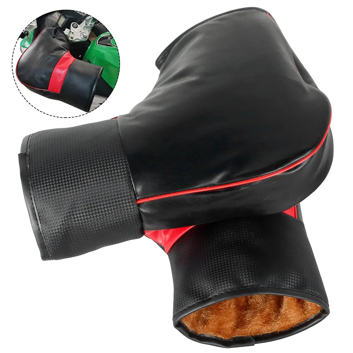 Motorcycle Handlebar Muffs - Thick Warm Rainproof Winter Gloves for Scooter & Motorcycle (1 Pair)