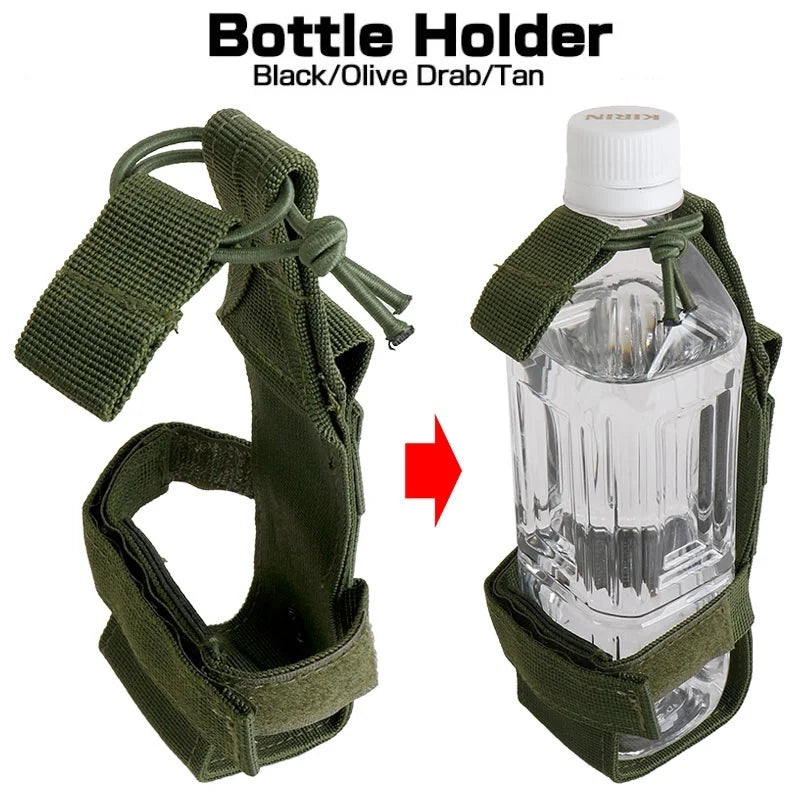 Tactical Water Bottle Holder - MOLLE Compatible Nylon Pouch for Outdoor Activities, Camping, Hiking, Hunting & Travel