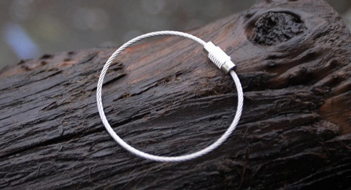 Tactical EDC Keychain Kit - 10PCS 15CM Multi-Tool Set with 304 Stainless Steel Wire Rope Keyring for Outdoor Camping & Travel