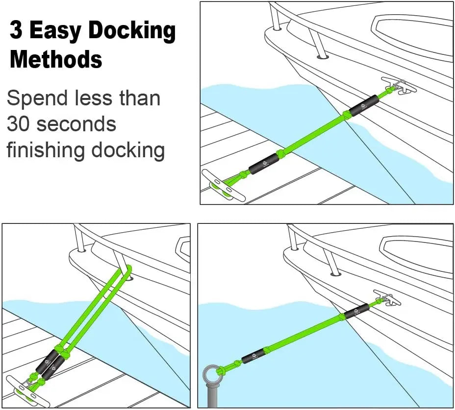Marine Bungee Dock Lines - Universal Mooring Rope for Boats, Kayaks, Jet Skis, Pontoons & Watercraft