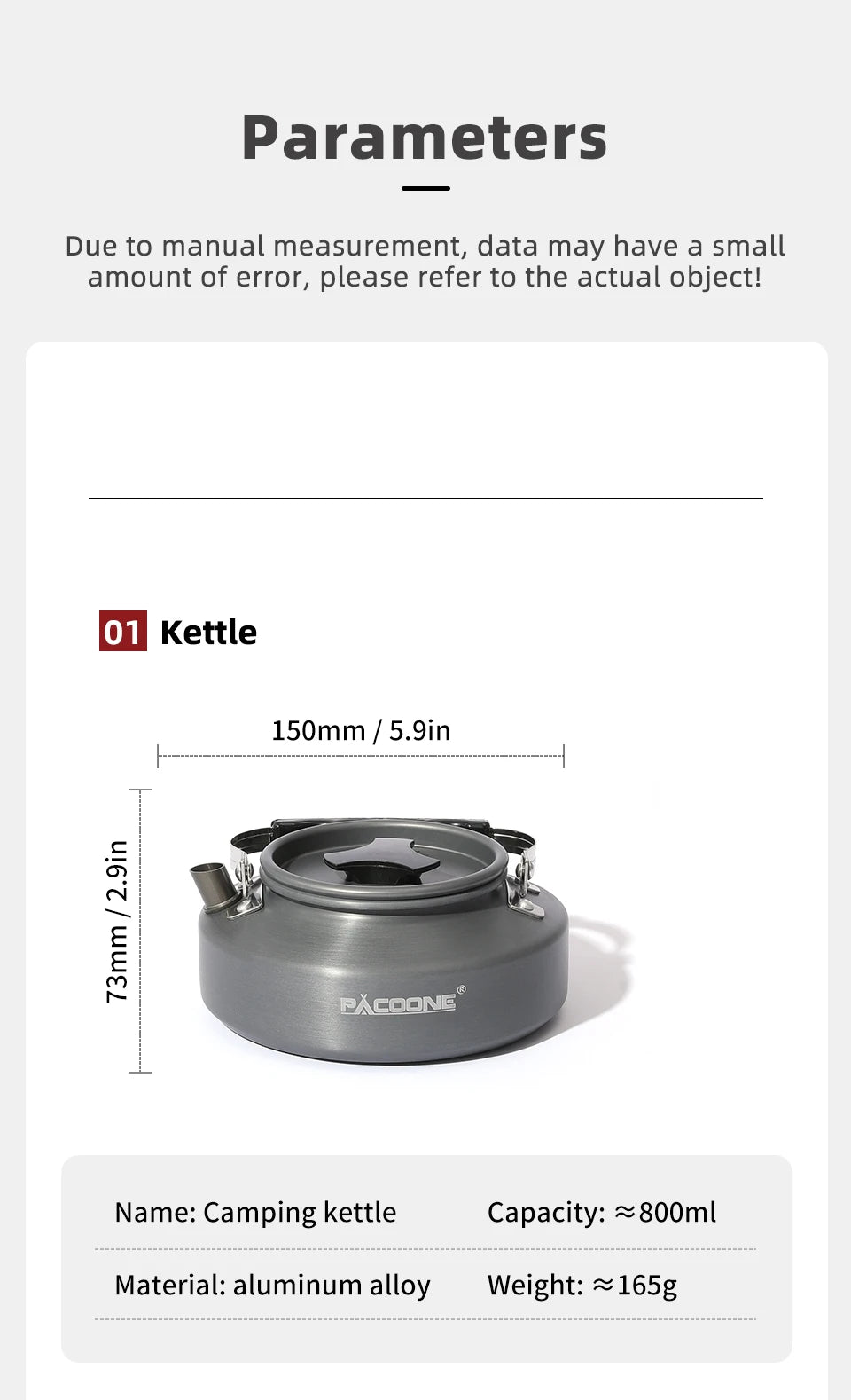 PACOONE Portable Camping Cookware Set - Complete Outdoor Cooking Kit with Pot, Kettle, Pan & Tableware for Hiking and Picnic