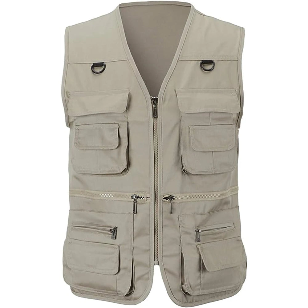 Men's Multi-Pocket Tactical Vest - Summer Outdoor Hiking Fishing Photography Waistcoat Cargo Jacket (S-6XL)