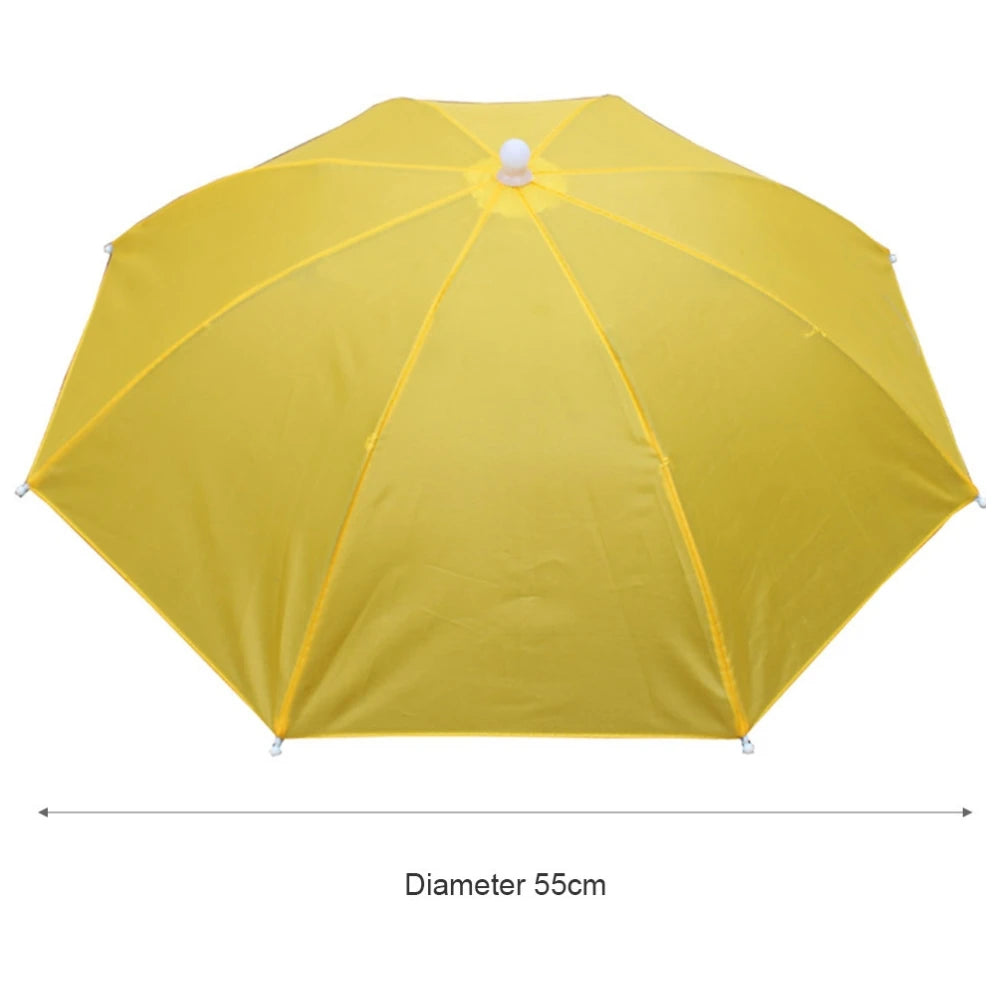 Foldable Umbrella Hat - Waterproof Hands-Free Rain & Sun Protection for Fishing, Camping & Beach (55-95CM Adjustable)