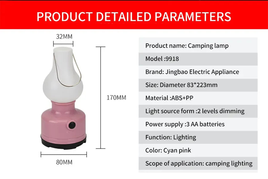 Waterproof Outdoor Tent Lamp - 2 Mode Portable Camping Light for Hiking, Climbing & Yard Use