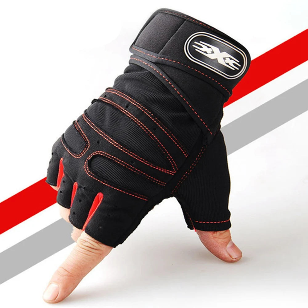 Premium Half-Finger Workout Gloves with Wrist Wrap - Men & Women - Weight Lifting, Training, Cycling & Gym