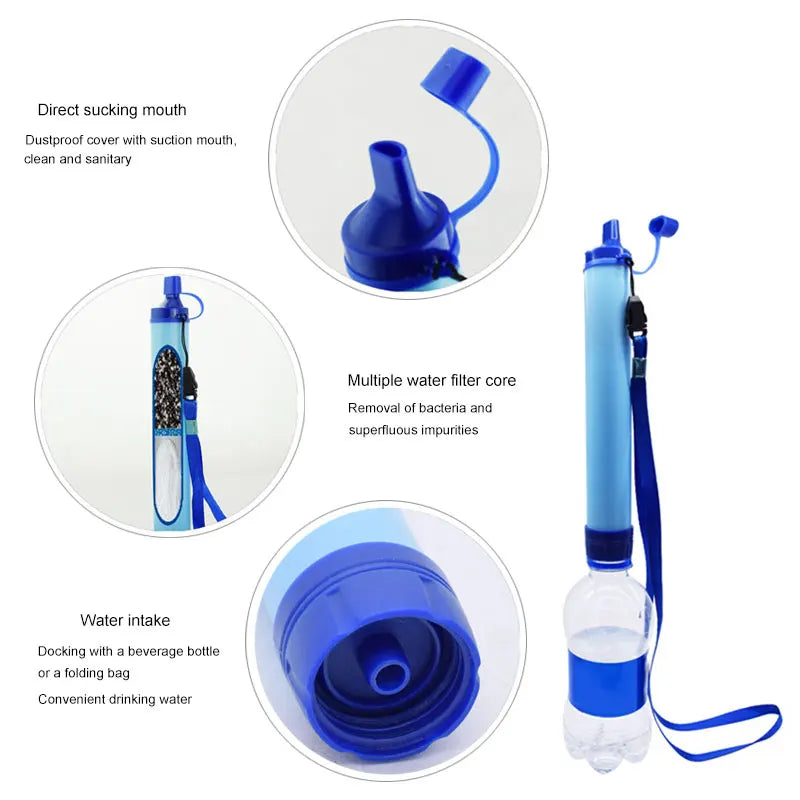Portable Water Purification Straw - Mini Outdoor Filter for Camping, Hiking & Emergency Survival Supplies
