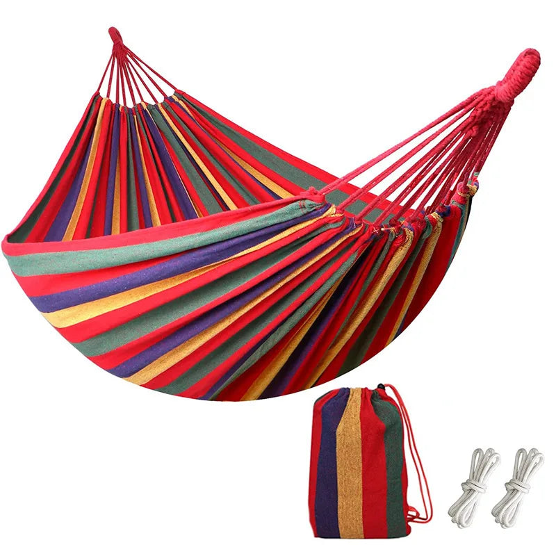 Canvas Outdoor Hammock - Heavy Duty Camping Swing with Tree Ropes - 200kg Weight Capacity - Ideal for Garden, Patio & Backyard