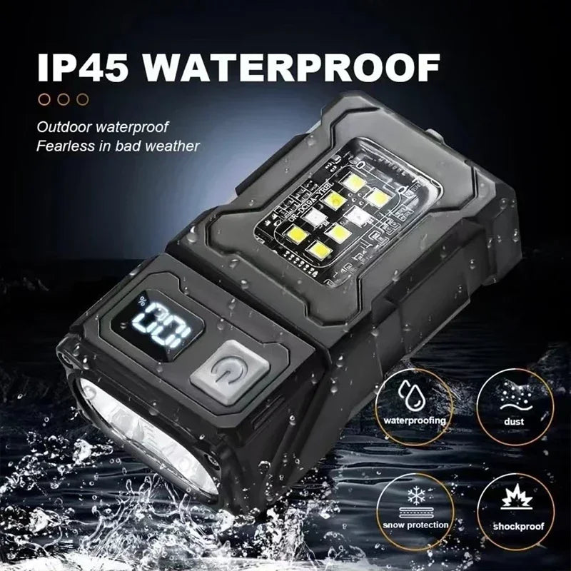 Portable LED Flashlight Set (1-2 Pieces) - Super Bright Mini USB Rechargeable with Magnetic Tail & COB Emergency Light for Camping & Hiking