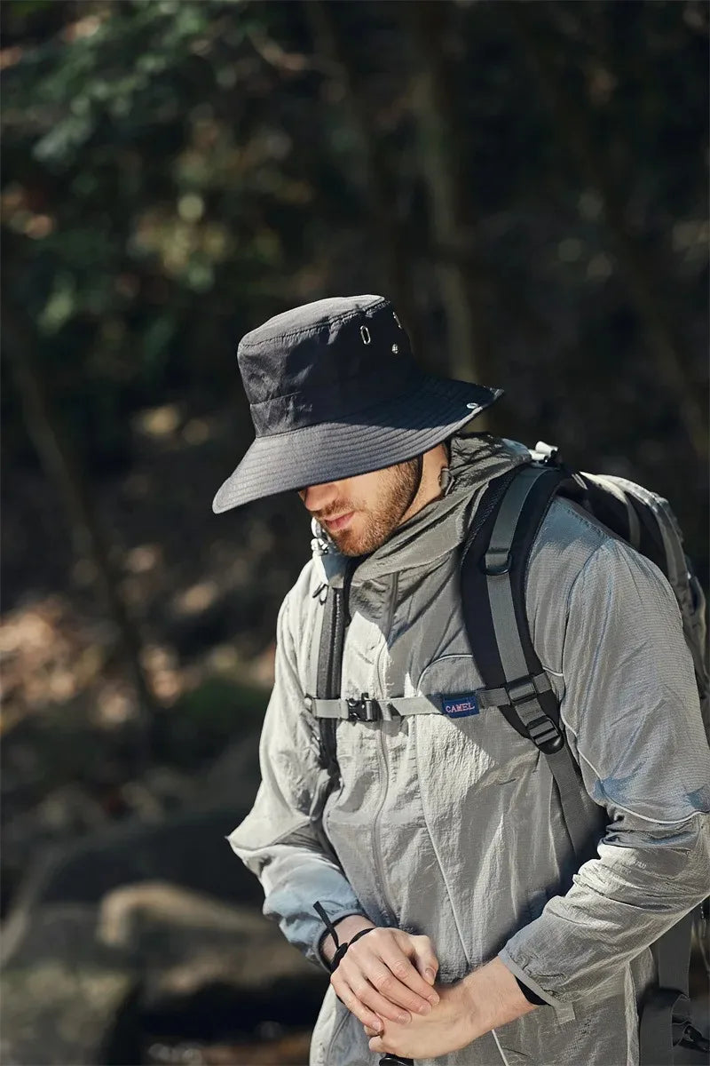 Men's Summer Fisherman Bucket Hat - Wide Brim Sun Protection Cap for Outdoor Activities