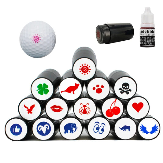 Golf Ball Stamp Marker - Quick Drying Impression Tool with Various Patterns, Durable Plastic Golf Accessory