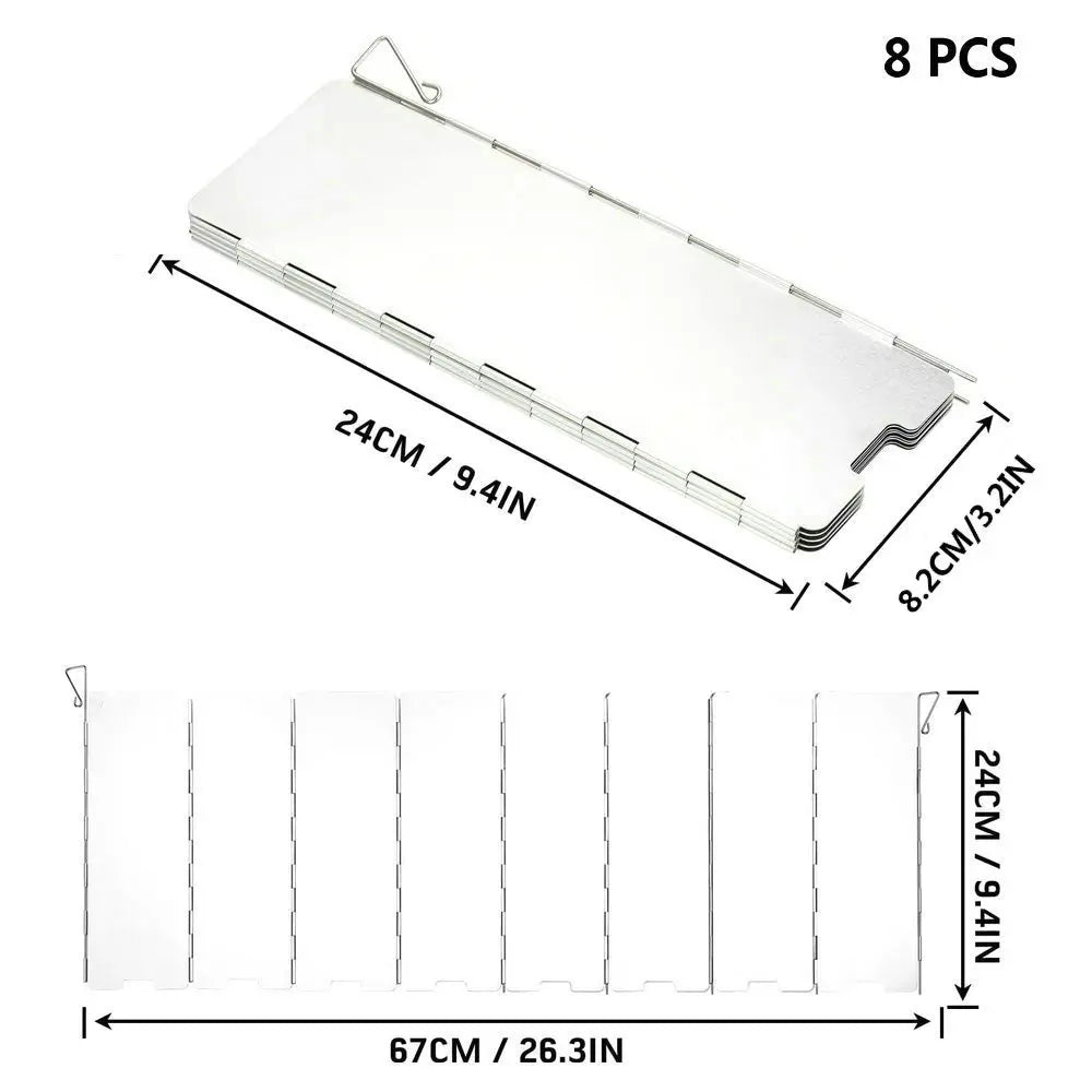 Aluminum Alloy Wind Shield Screen for Gas Stove - Windproof Camping Burner Guard (8/9/10/12/14/16 Plates) - Outdoor Picnic Cooking Accessory
