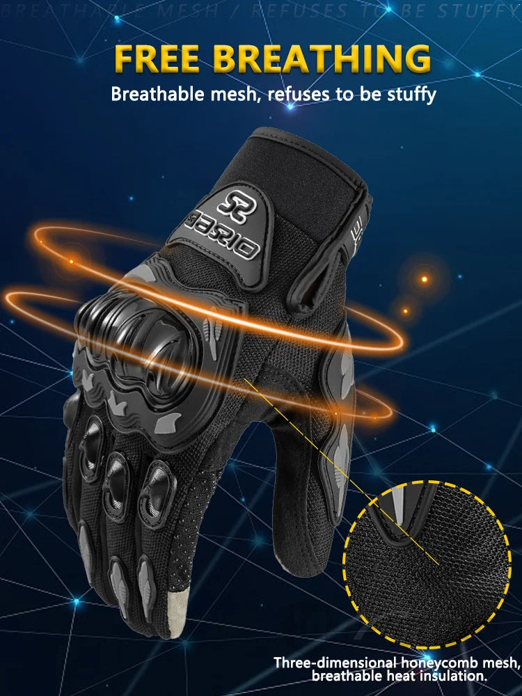 Full Finger Motorcycle Gloves - Summer Breathable, Touch Screen, Non-Slip Racing Gloves