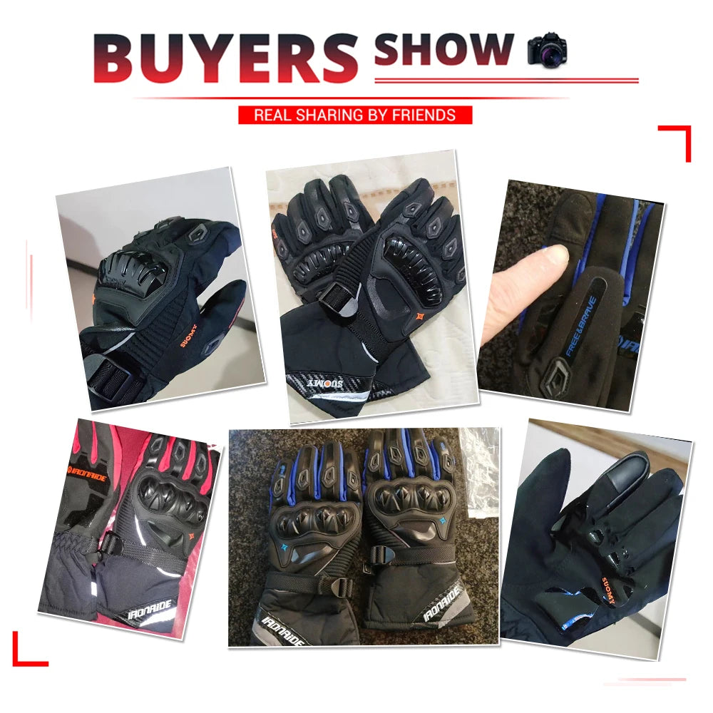 Winter Motorcycle Gloves - Windproof Waterproof Touch Screen Motocross Riding Gloves for Men