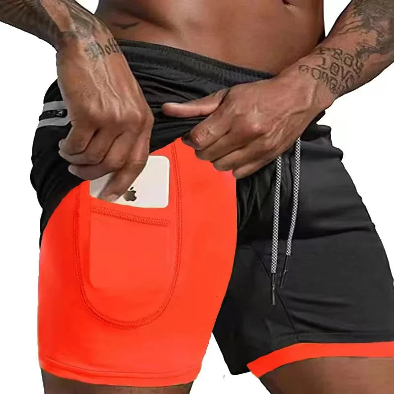 Men's 2-in-1 Compression Athletic Shorts - Double Layer Summer Fitness Training Shorts for Gym & Sports