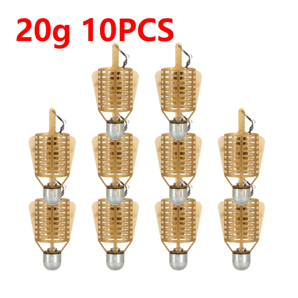 Fishing Bait Cage with Iron Head - Spherical Explosion Basket Feeder Holder Hook Tackle