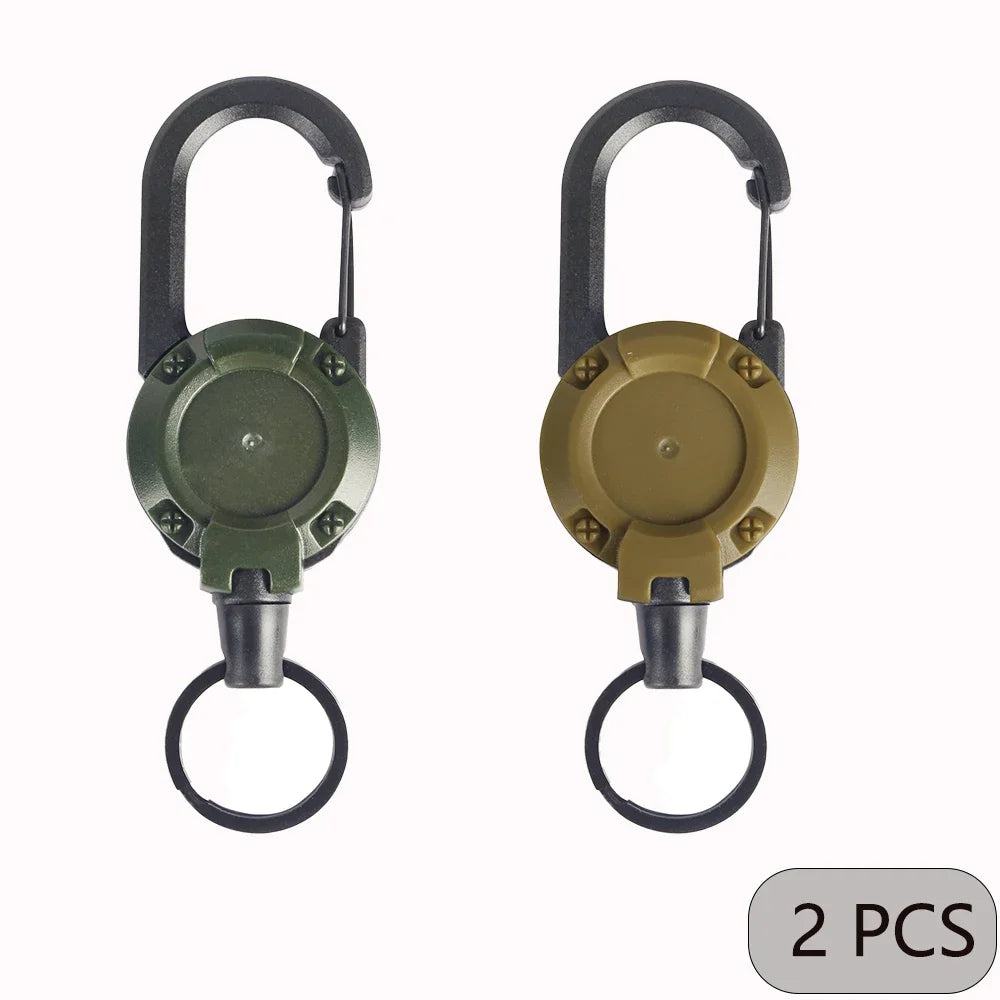 Heavy Duty Retractable Badge Reel Keychain with Carabiner Clip - Extendable Key Chain Holder for Men's Outdoor Bags (1/2/4 Pack Options)