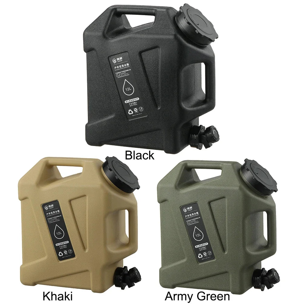 Portable 12L Outdoor Water Tank - Large Capacity Camping Container with Detachable Faucet for Picnic & Travel