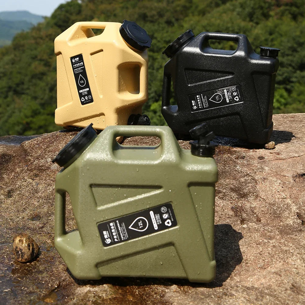 Portable 12L Outdoor Water Tank - Large Capacity Camping Container with Detachable Faucet for Picnic & Travel
