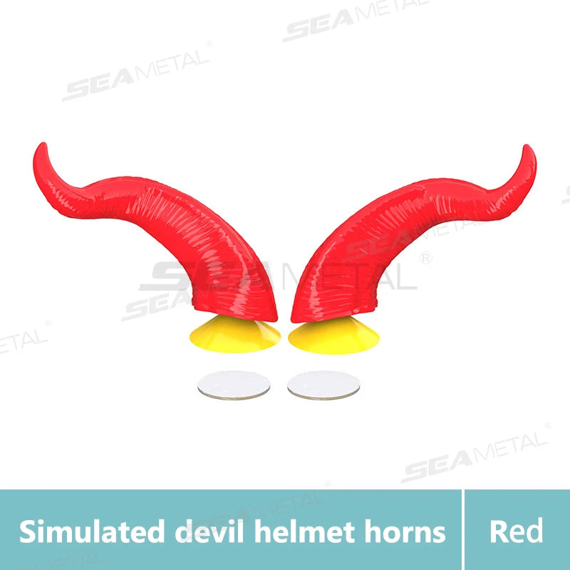 Devil Horns Motorcycle Helmet Decoration - 2-Piece Set with Suction Mount | Cosplay Styling Accessory