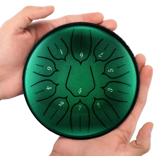 HLURU Glucophone Steel Tongue Drum 6 Inch 11 Notes D Tone Ethereal Drum Music Drum Yoga Meditation Percussion instrument
