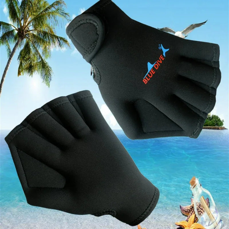 Swimming Training Webbed Gloves - Water Resistance Paddles for Aquatic Diving and Fitness