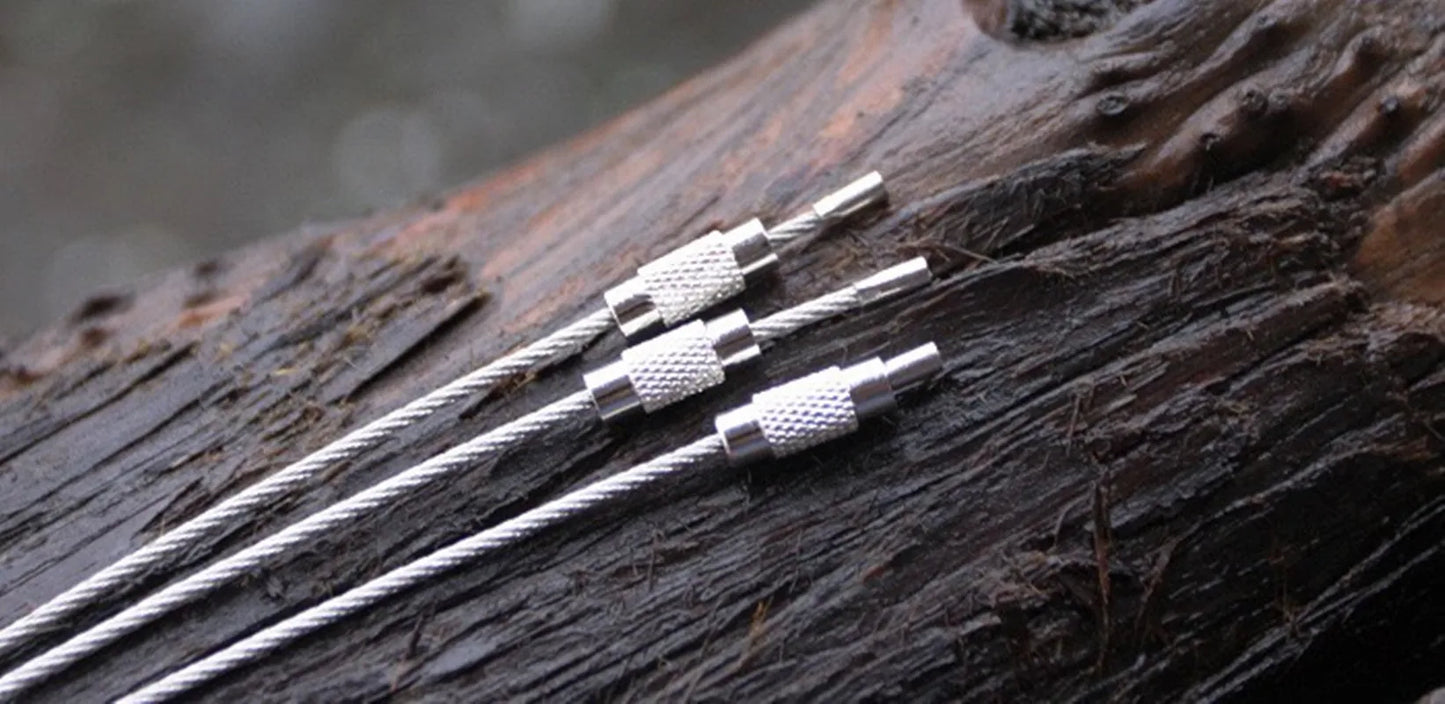 Tactical EDC Keychain Kit - 10PCS 15CM Multi-Tool Set with 304 Stainless Steel Wire Rope Keyring for Outdoor Camping & Travel