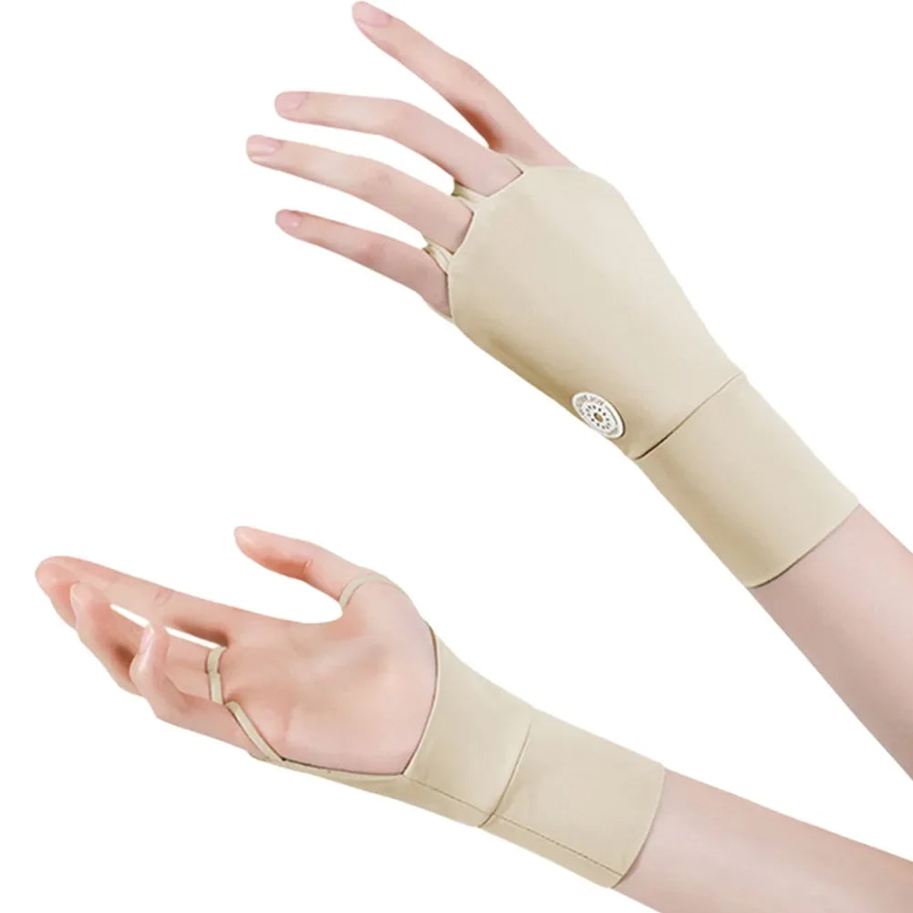 Women's Half-Finger Golf Gloves - UV Protection Ice Silk with Breathable Hollow Palm Design for Outdoor Sports